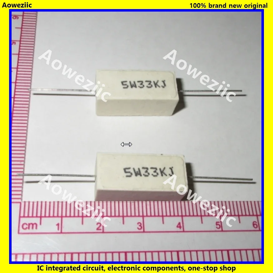 10 قطعة RX27 مقاومة الأسمنت الأفقي 5 واط 33 كيلو أوم 33 كيلو R 33 كيلو RJ 5W33KJ 33000R مقاومة السيراميك الدقة 5% مقاومة الطاقة