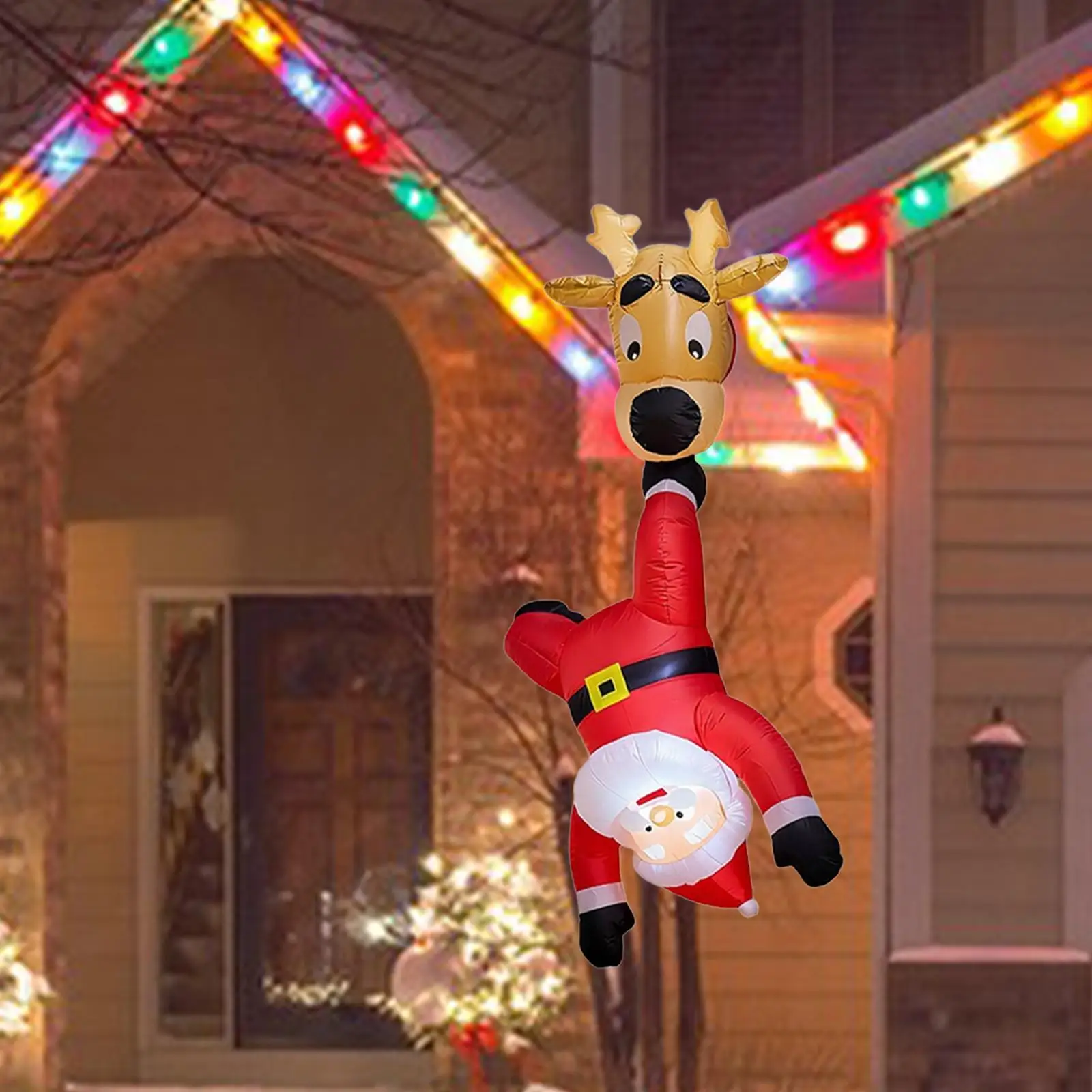 

Inflatable Christmas Reindeer Santa with LED Light Large Outdoor Ornament for Holiday Yard Decorations Party Props