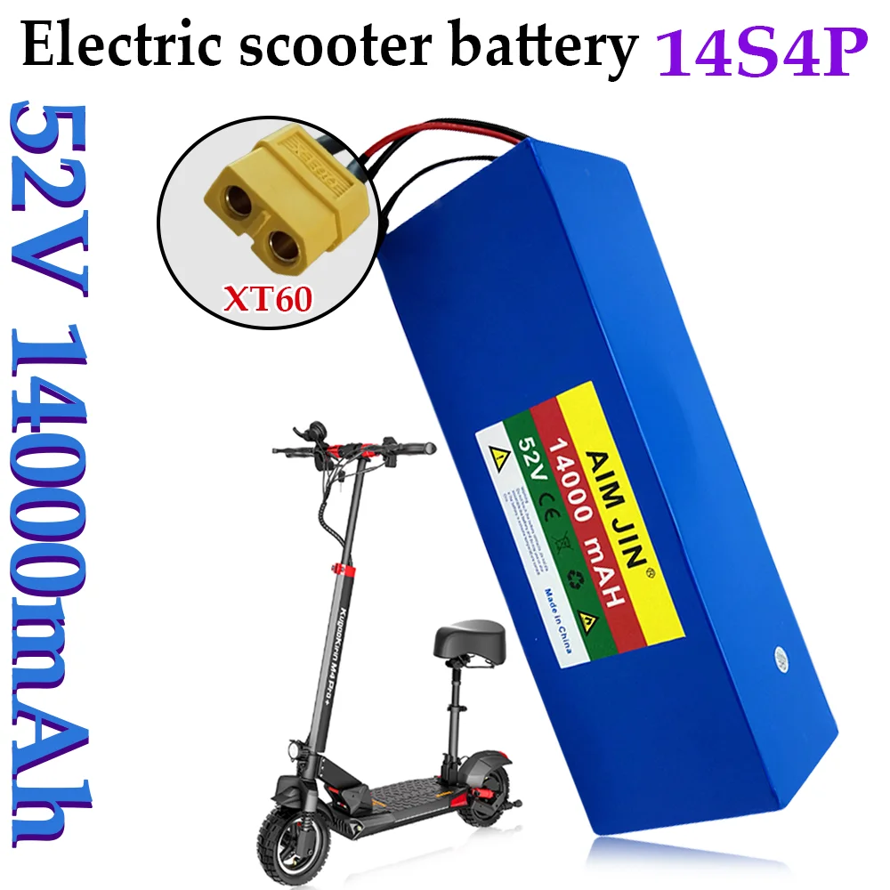 18650 bateria de lítio 14s4p 1500w de alta potência 52v 14ah bicicleta elétrica scooter bateria de veículo elétrico plugue xt60