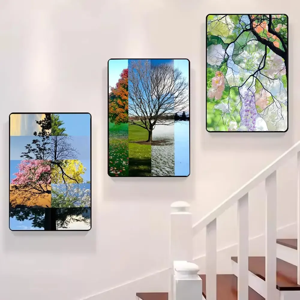 Frameless Canvas Painting 1pc Frameless Spliced Color Tree Cool Calligraphy Pictures Room Home Bedroom Interior Wall Decoration