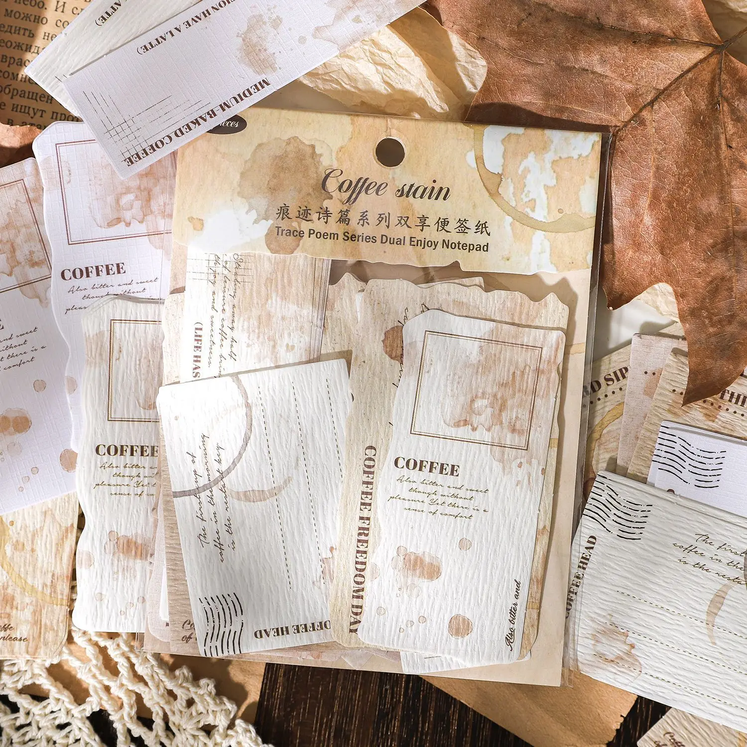 30pcs Memo Pads วัสดุกระดาษ Trace สดุดีขยะสมุดบันทึก Scrapbooking การ์ด Retro พื้นหลังตกแต่งกระดาษ