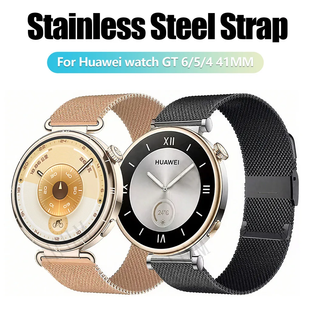 Smart Watch Band For Huawei Watch GT 6 5 4 41mm Strap 18mm Durable Stainless Steel Bracelet Unisex Classic Watch Starp