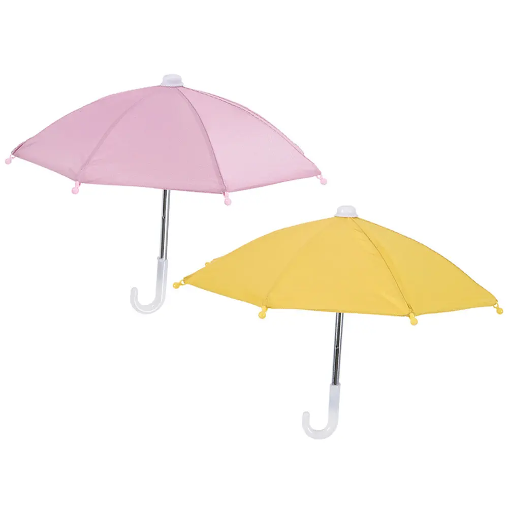 

2Pcs Small Phone Sunshade Decorative Umbrella Portable Riding Mini Waterproof Mobile Phone Protector Universal Outdoor Sun