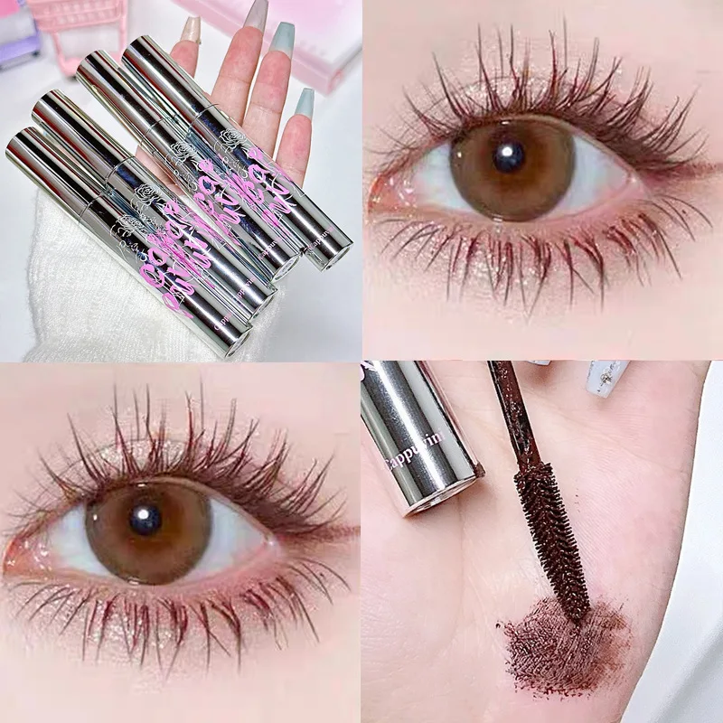 1pc Silver Tube Mascara Curl Thick Lengthening Eyelash Mascara Waterproof Non-smudge Black Brown Natural Curling Mascara Makeup