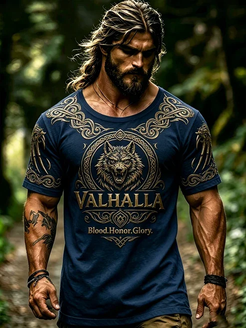 2027 Summer Best-selling Men's Vintage Viking Style 3D Printed Outdoor Sports Breathable Quick-Drying T-Shirt for Family Couples