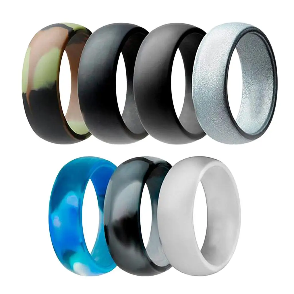 Silicone Wedding Ring Durable Sweat Friendly Silicone Finger Ring Band Fashion Jewelry for Outdoor Sports and Work