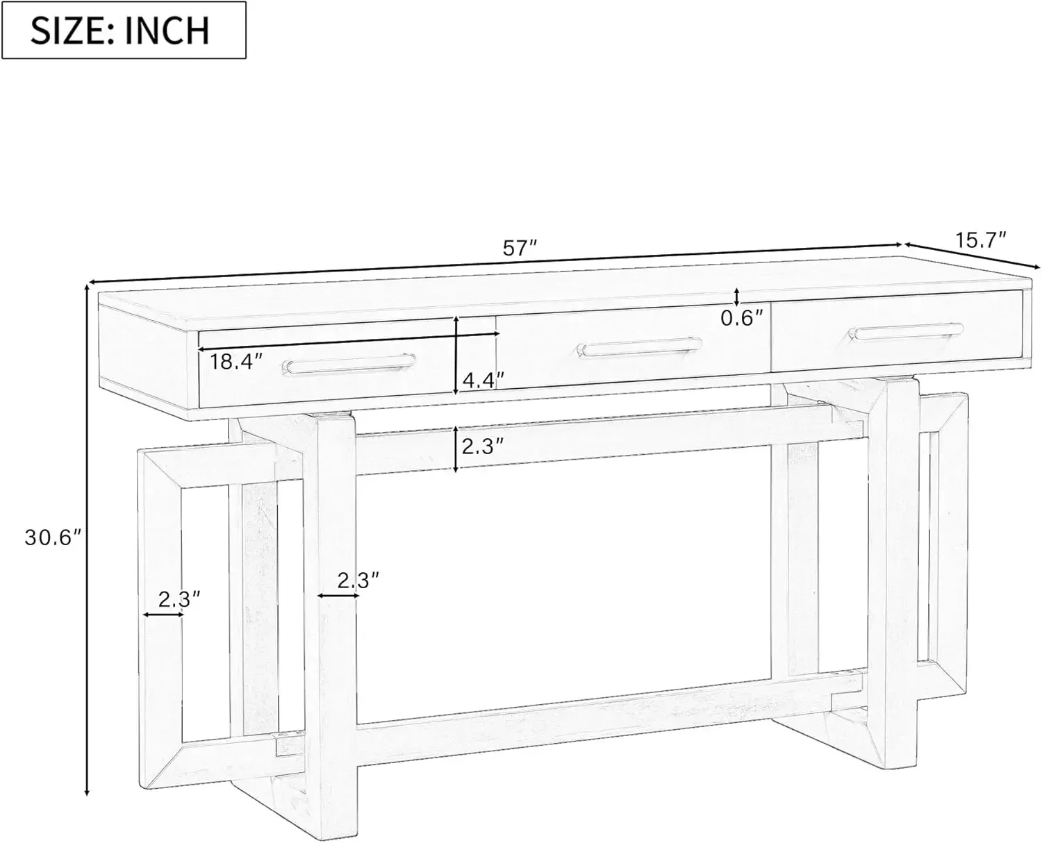 [وصول جديد، سعر مخفض! ] أريكة مدخل طاولة وحدة التحكم مقاس 57 بوصة مع أدراج، أريكة ريترو فريدة من نوعها للمدخل، المدخل،
