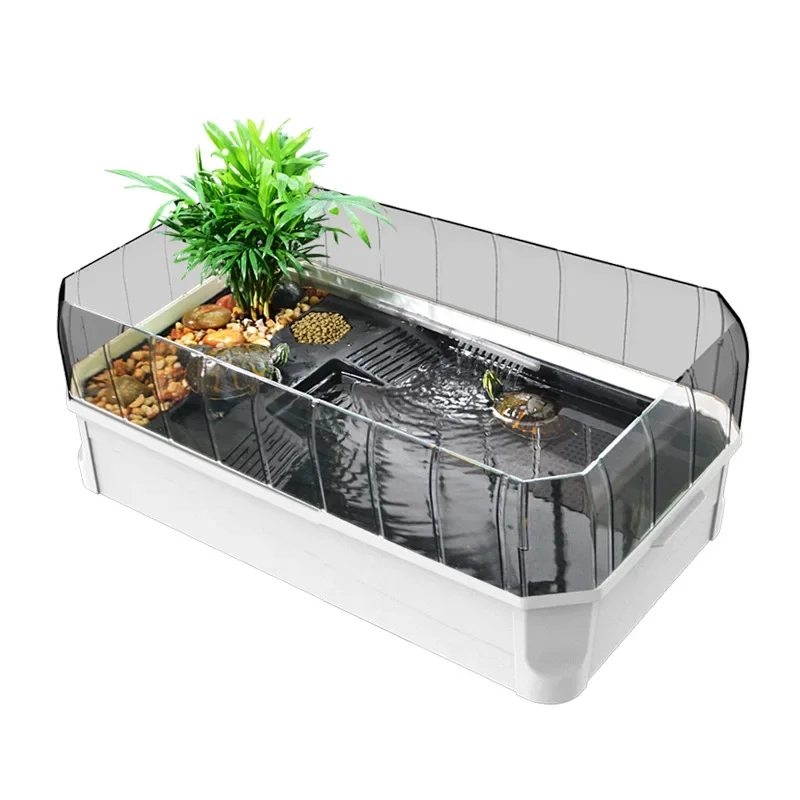 Turtle tank with sundeck large landscaping ecological water and land tank villa breeding box household dedicated turtle box