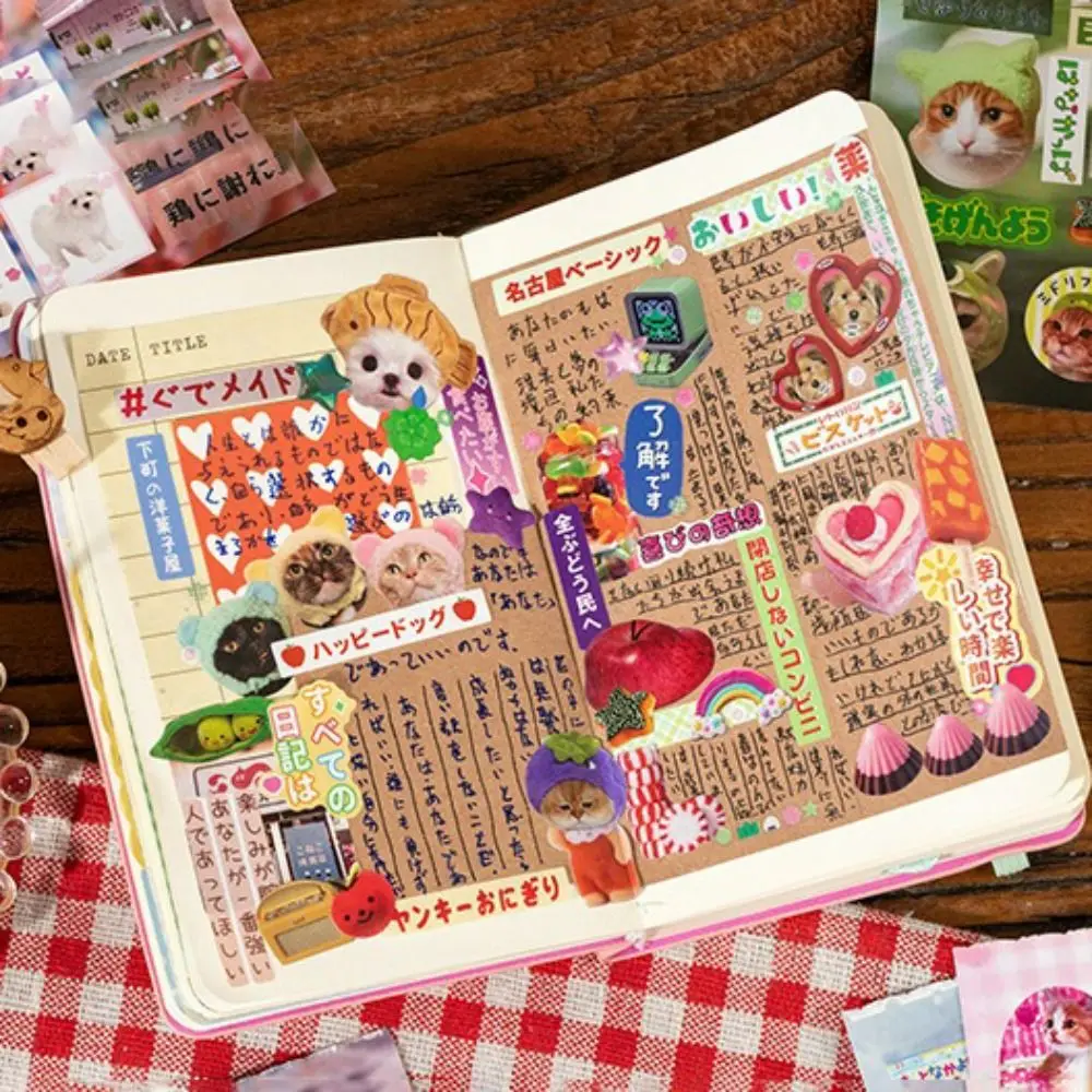 20Sheets/Pack Art Paper Foods Decorative Sticker DIY Cartoon Scrapbooking Handbook Sticker Back Adhesive Material Phone Stickers