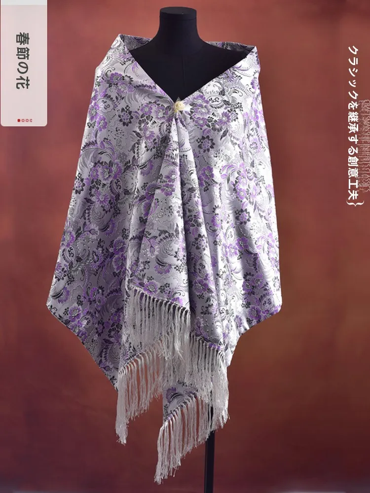 南京名物シルクショール女性の誕生日プレゼント織りベルベットショルダーラップスカーフ多機能花柄中国風