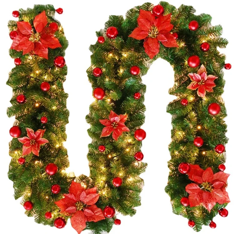 

2.7 Meters Christmas Rattan Decoration Encrypted Door Hanging Ornament Christmas Tree Decorations Rattan Party Decoration Set