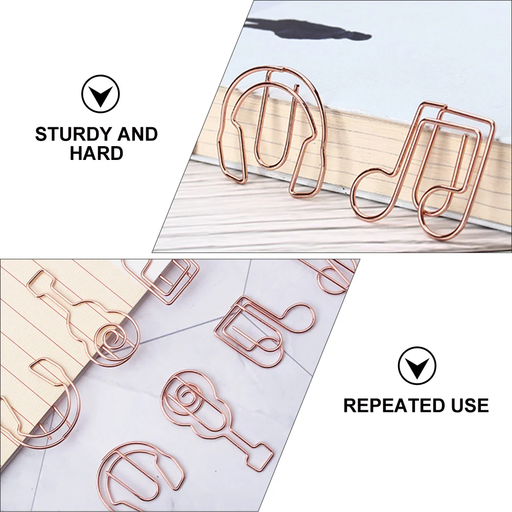 12Pcs Metal Musical Notes Paper Clips Creative Bookmarks Clips for Office Notes Document Paper Clamp Binding Pin