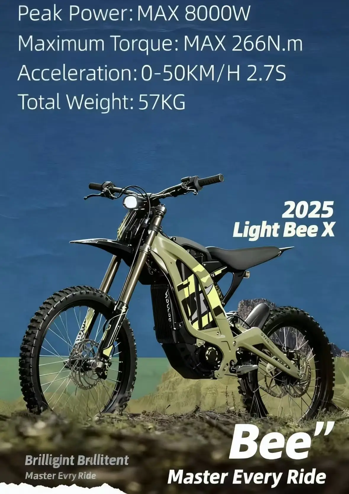 25Th Anniversary New Model Light Bee X Electric Off-Road Motorcycle Non-Road Legal Two-Wheel Track Version