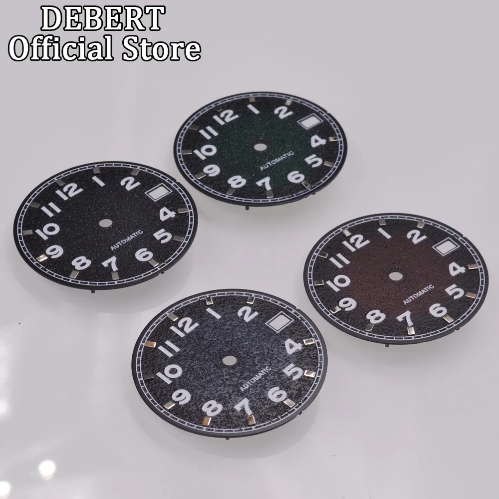 DEBERT 28.5mm Sapphire Glass Coffee/Blue/Black/Green Dial Fit For NH35 NH36 Movement Watch Parts