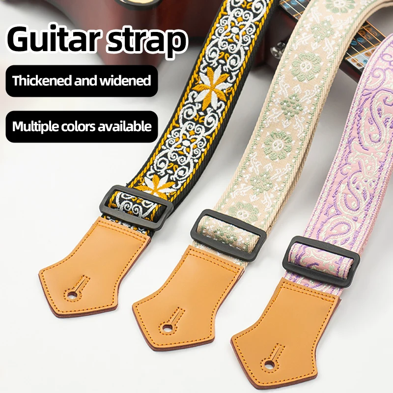 

Guitar Strap for Acoustic Guitar, Bass, Electric Guitar, Unisex, Stylish Leather and Cotton Crossbody Strap