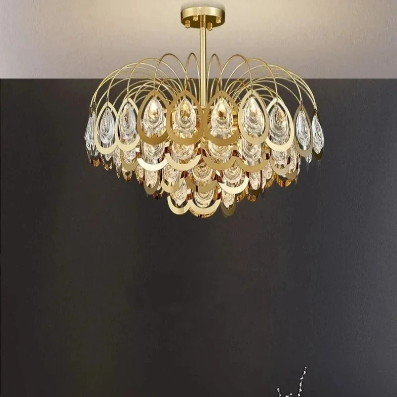 

MZISOSOD for E14 Postmodern Gold LED Chandelier Crystal Living Room Luxury Hanging Lamp Lobby Restaurant Decoration Large