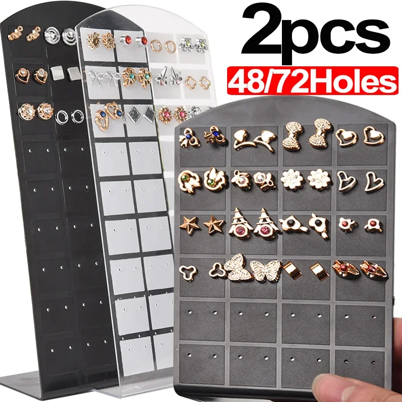 2Pcs Transparent Plastic Display Panel Bracket Women Earrings Display Rack Showcase Holder Simple Fashion Jewelry Storage Tool