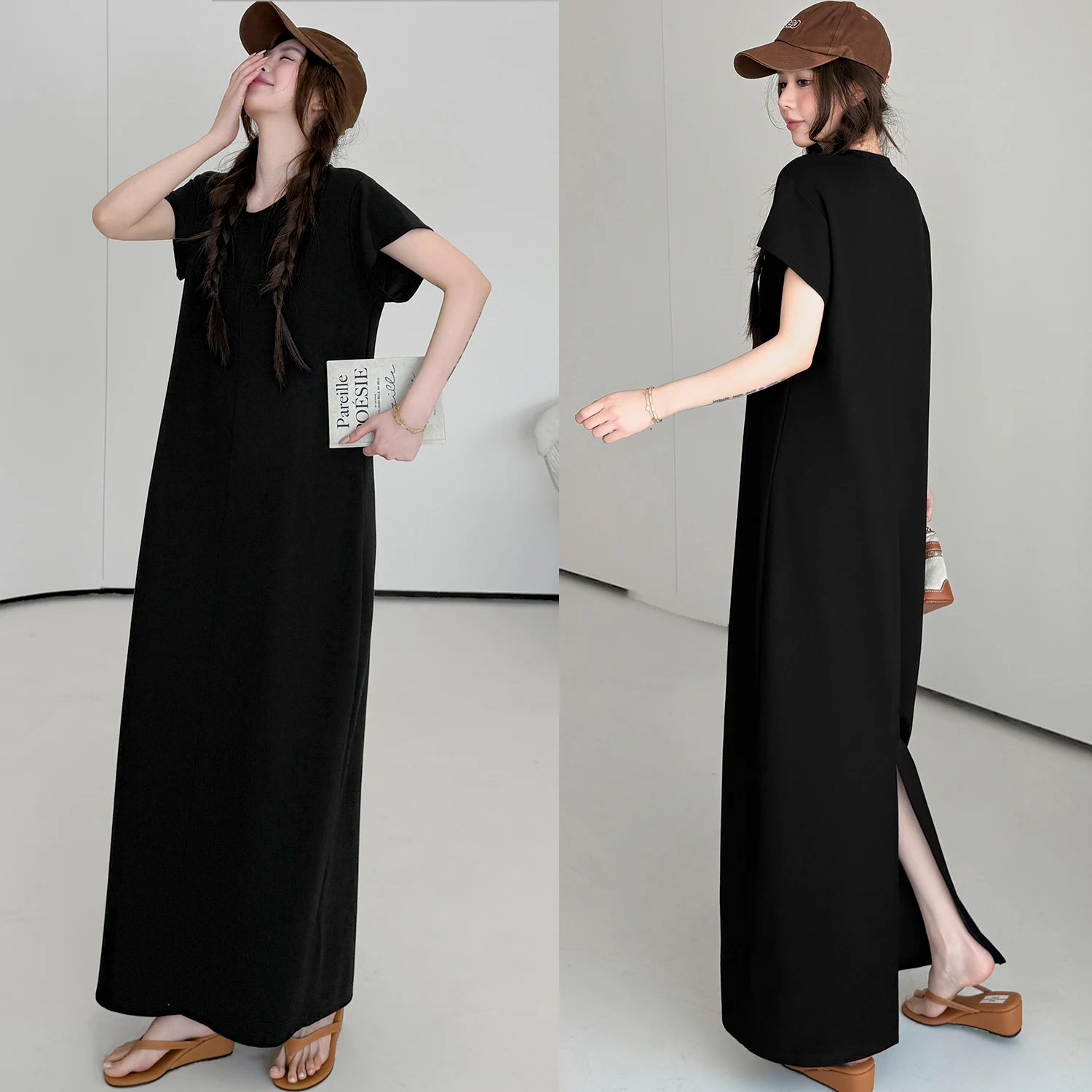 

New 2026 Summer Fashion Long Sleeveless Dress Women Loose Over-Knee T-Shirt Dress Ethnic Stage Costume Wide Leg Pants