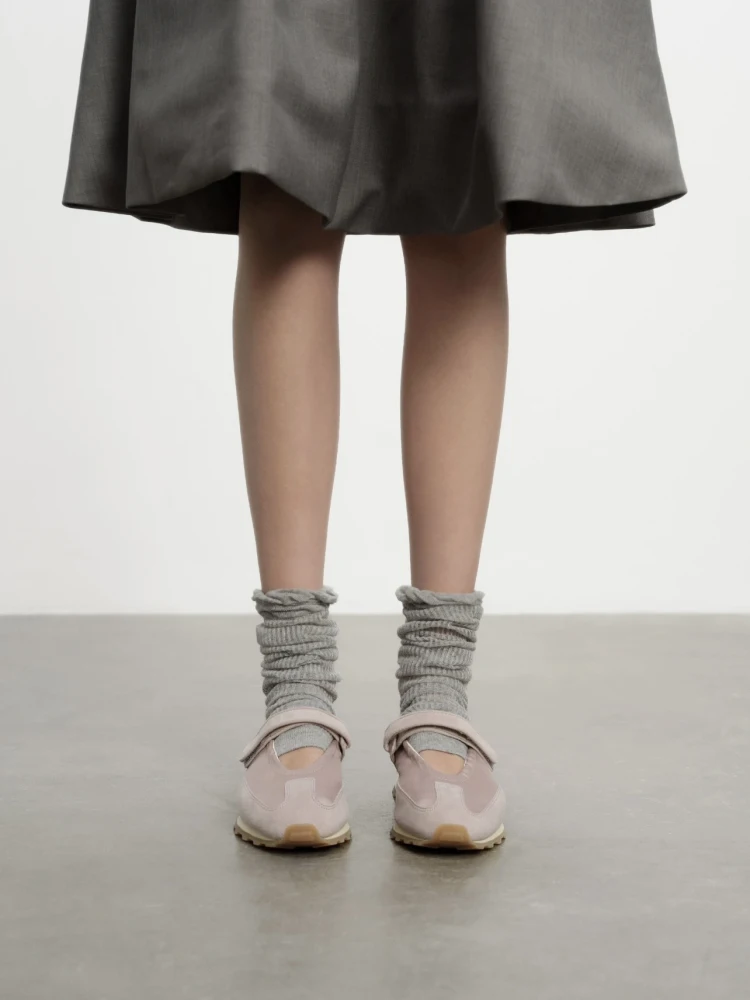 

2025 New Champagne Purple Ballet Flats Women's Casual Slip-On Mary Janes Color Blo Flat Heel round Toe Faion Single oes