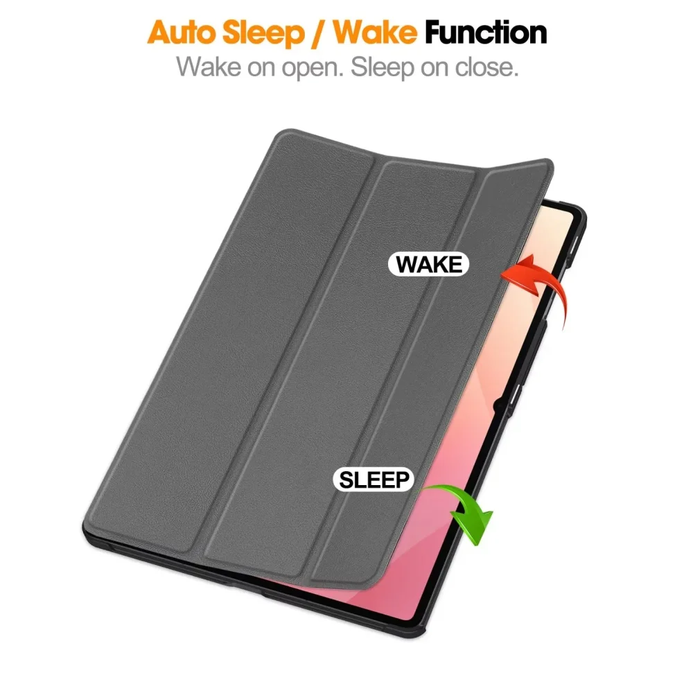 Smart Case For Samsung Galaxy Tab S12 Ultra 14.6 Inch Tri-folding PU Leather Stand Cover With Auto Wake Sleep Shockproof Shell