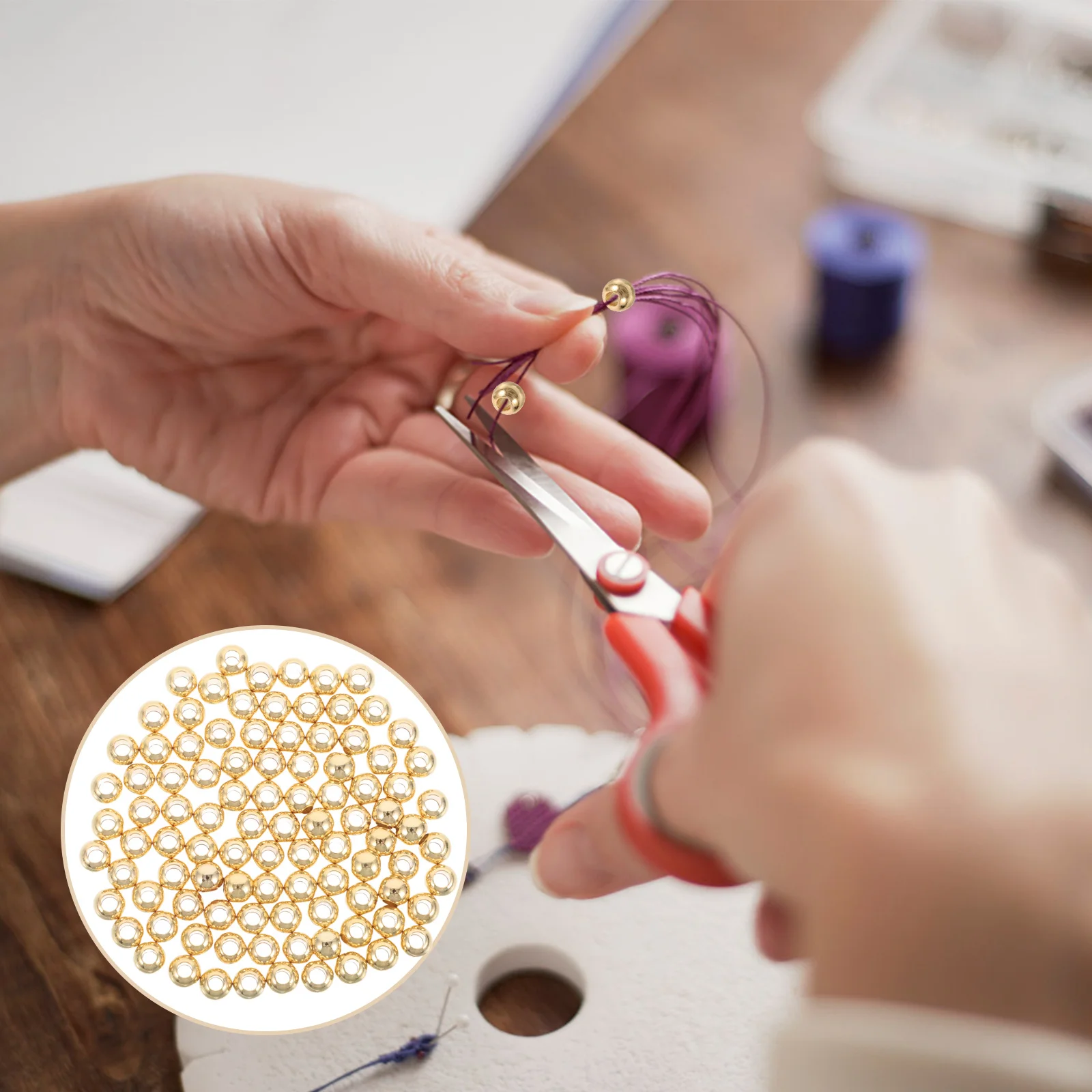 

100Pcs Round Golden Spacer Beads Smooth Metal Ball Beads for Jewelry Making Bracelets Necklaces Earrings Craft Supplies