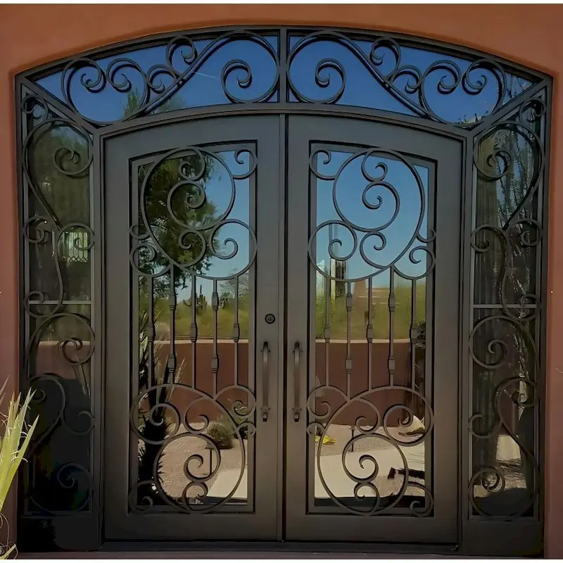 Custom wrought iron doors, villa garden and patio decorative wrought iron entrance doors