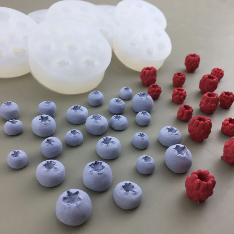 3D Simulation Fruit Candle Silicone Mold Blueberry Raspberry Shaped Fondant Mould DIY Chocolate Baking Mold Cake Decorating Tool