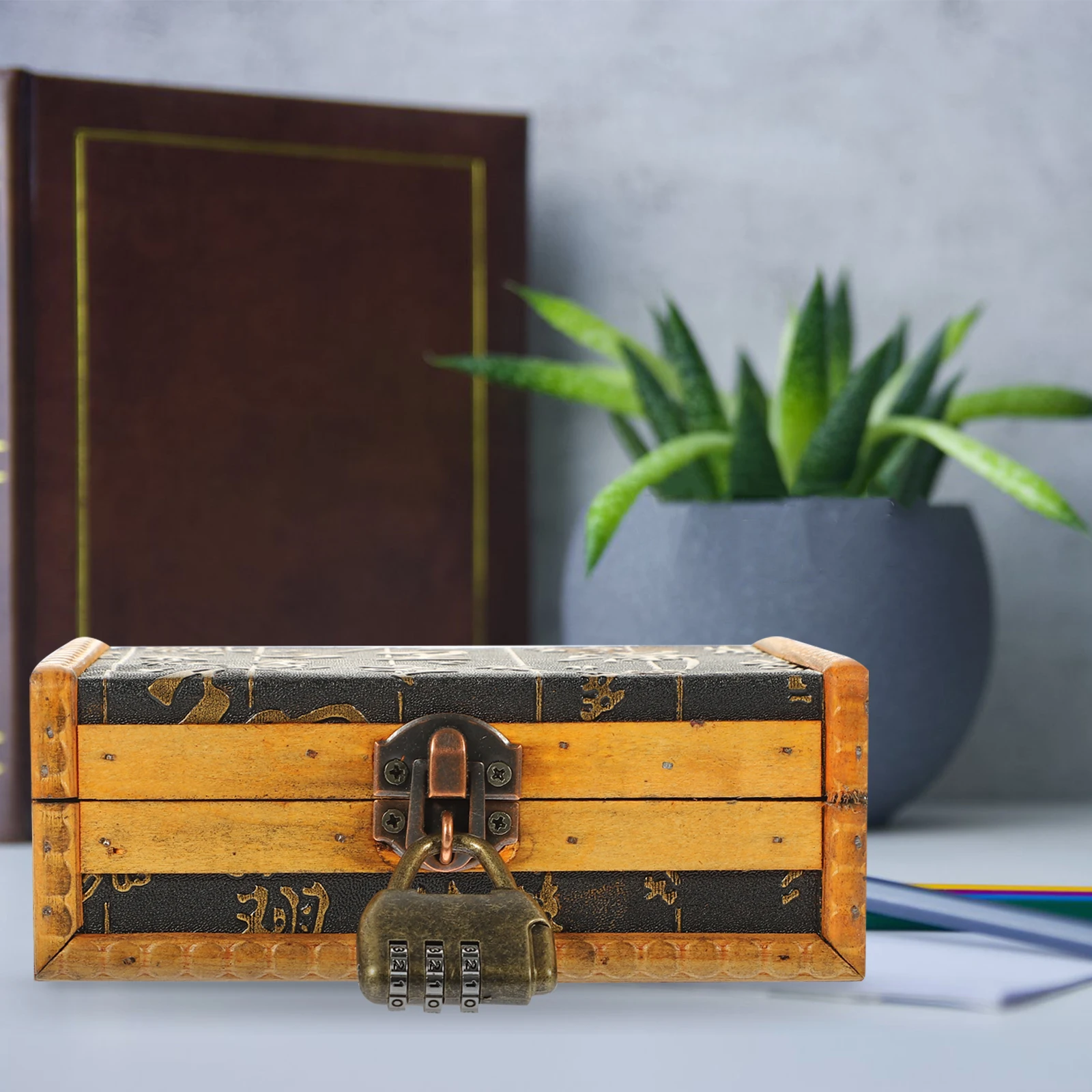 

Vintage Wooden Jewelry Box with Lid Storage for Necklaces Earrings Rings Bracelets Brooches Desktop Organizer Decorative Trinket