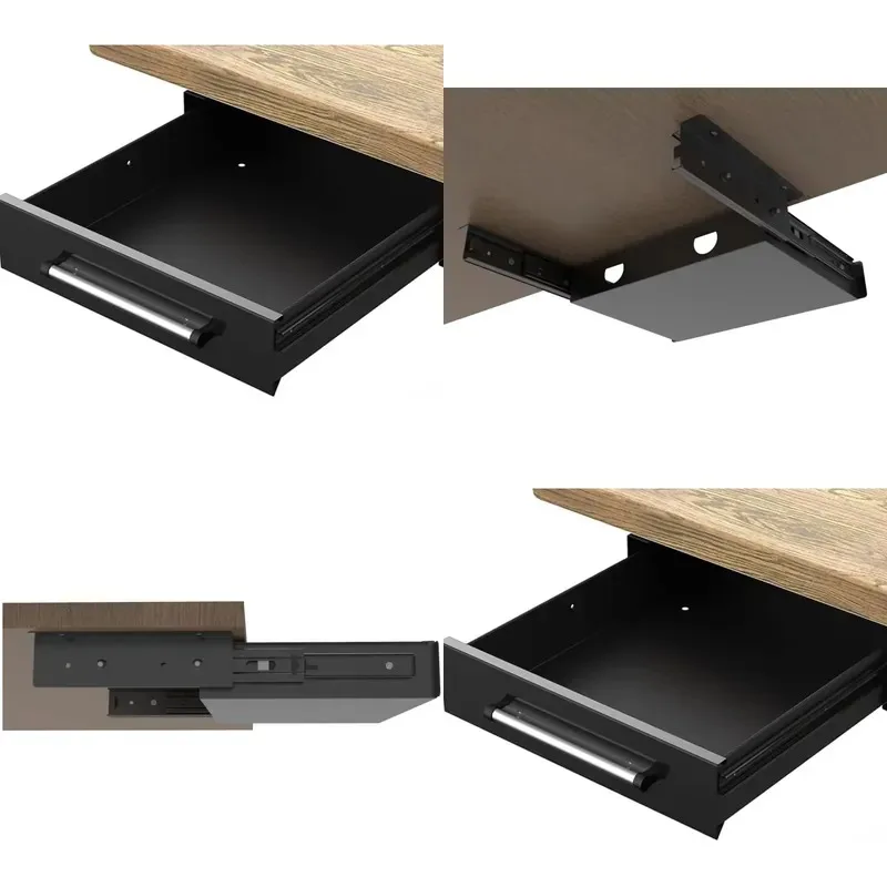 Pull-out Hidden Counter Drawer Metal Sliding Storage Box Installed Under Table Office Desk Organizer