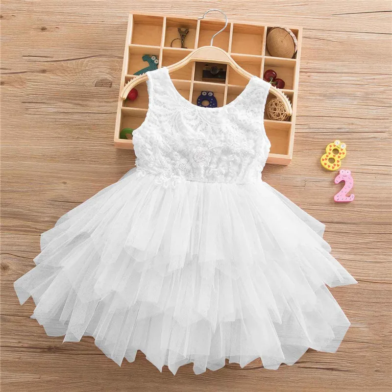 2-6 Yrs Baby Girls Lace Dresses for Summer Birthday Cute Kids Princess Party Ball Gown Children Wedding Evening Prom Dress