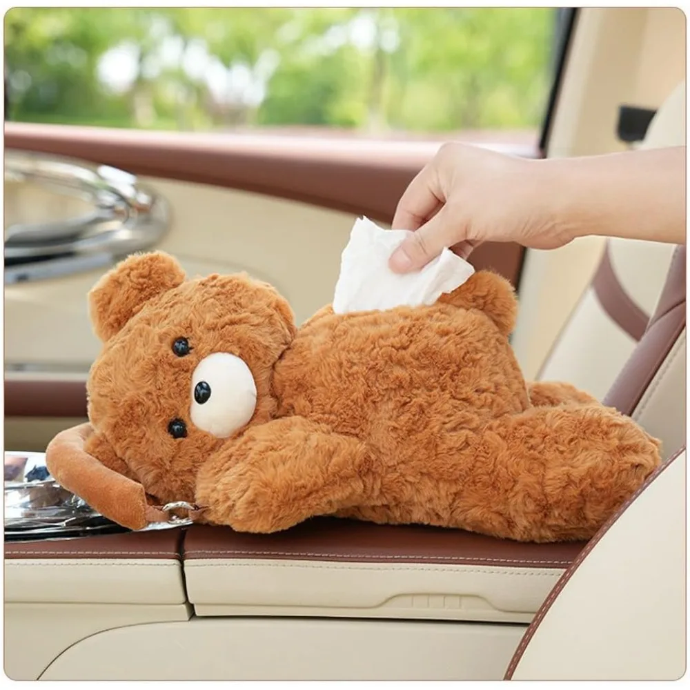 

Car Cartoon Tissue Box Cute Dog&Bear Plush Tissue Box Holder Chair Back Hanging Storage Case Universal for Cars Vehicles