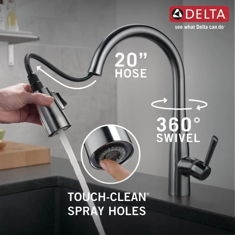 Essa Kitchen Faucet with Pull Down Sprayer, Kitchen Sink Faucet Brushed Nickel, Magnetic Docking Spray Head, Delta Kitchen