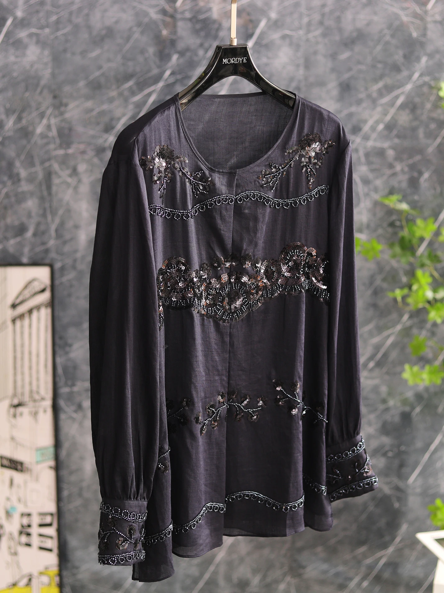 

Beautiful Design 100% Flax Long Sleeve round Neck Shirt Women's Premium Quality Breathable Comfortable Straight Cut Top