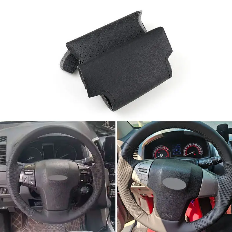 Hand Braid Microfiber Leather Car-styling Steering Wheel Cover Trim For Isuzu D-Max MU-X 2013-2020 Holden Colorado AU 2012-2019