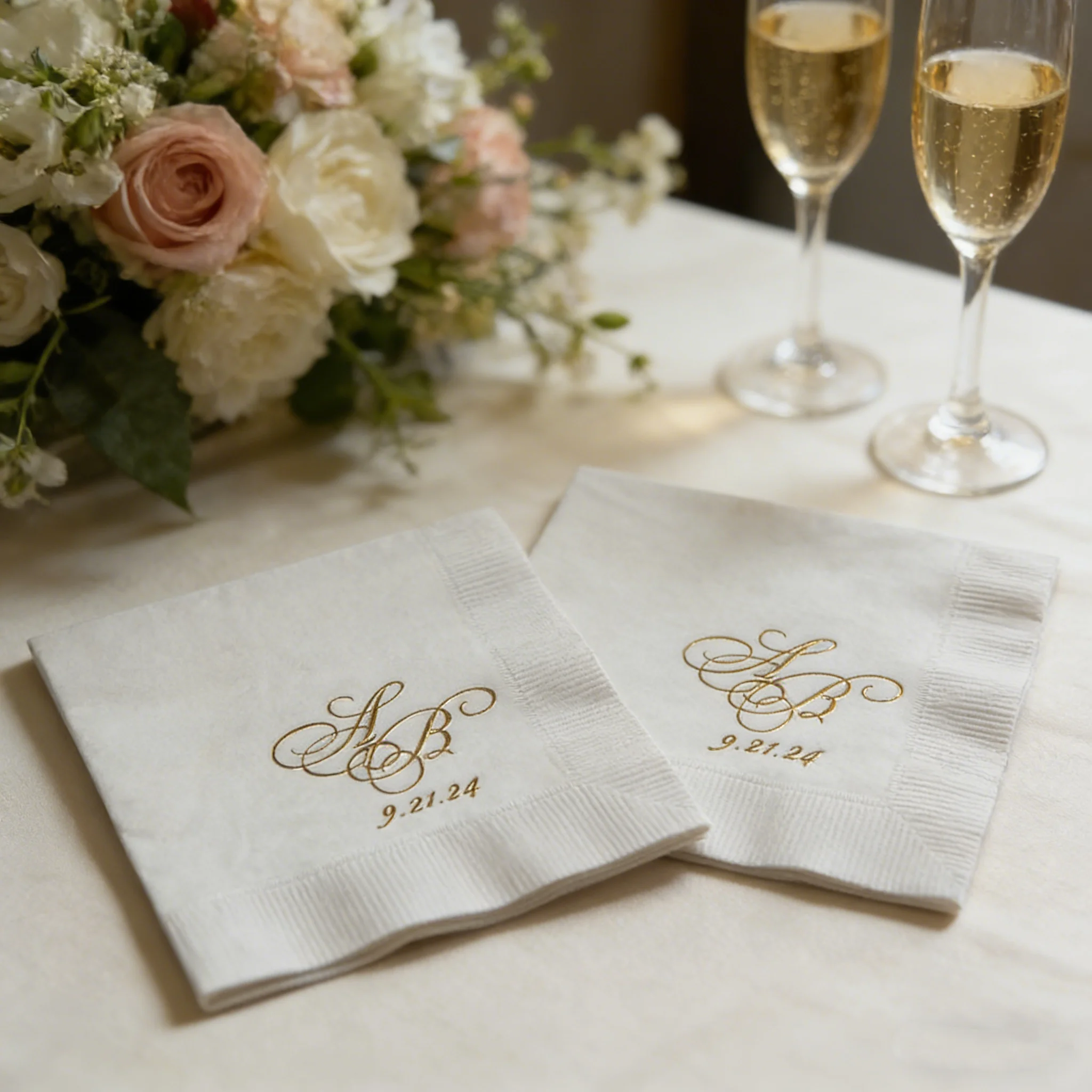 

50 шт. Салфетки с индивидуальной монограммой для свадьбы, юбилея, помолвки, коктейль-вечеринки, ланча, ужина, гостевые полотенца