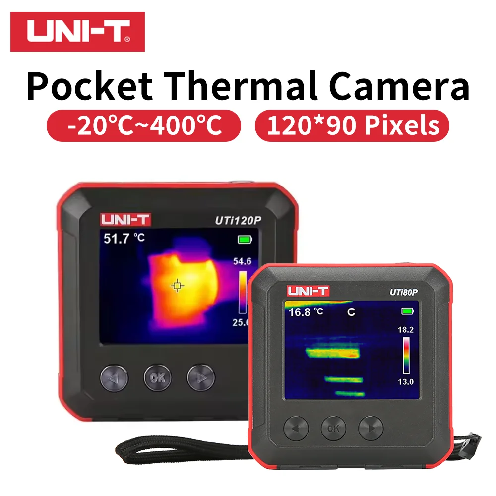 UNI-T Pocket Thermal Camera | 120x90 IR Resolution -20°C~400°C | For Energy Loss, Blockage & HVAC Inspection | Photo Storage