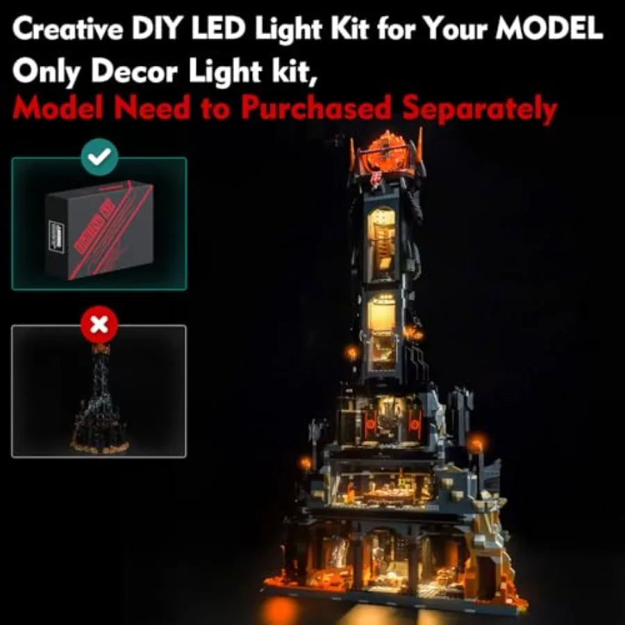 Customized Light Kit Compatible with Lego Barad Dur 10333 Decor Lighting Compatible with Lego 10333 Barad Dur Eye of Sauron Dar