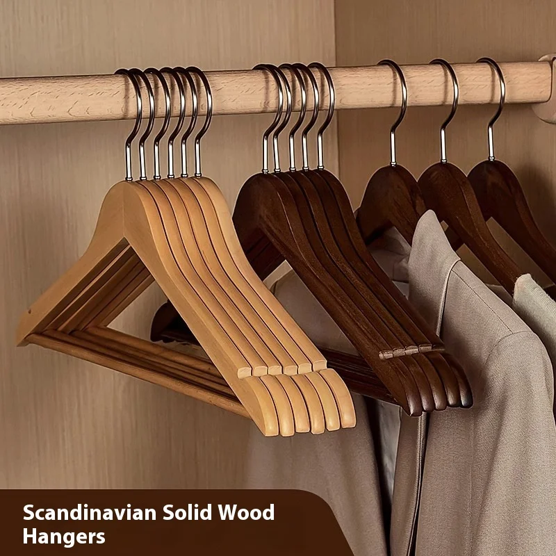 

Solid Wood Rotating Clothes Hanger Wardrobe Wooden Anti-Slip Support Traceless Clothes Organizer Eco-Friendly Home Storage Solut