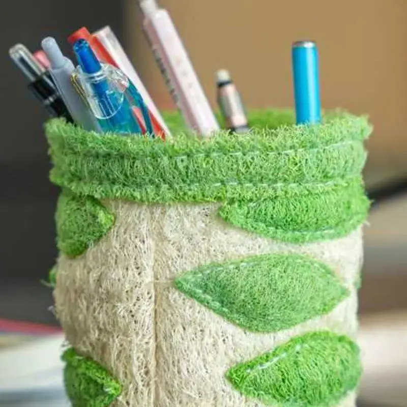 Natural Loofah Pencil Organizer Desktop Ins High Value Diy Handmade 2026 New Multifunctional Pen Holder