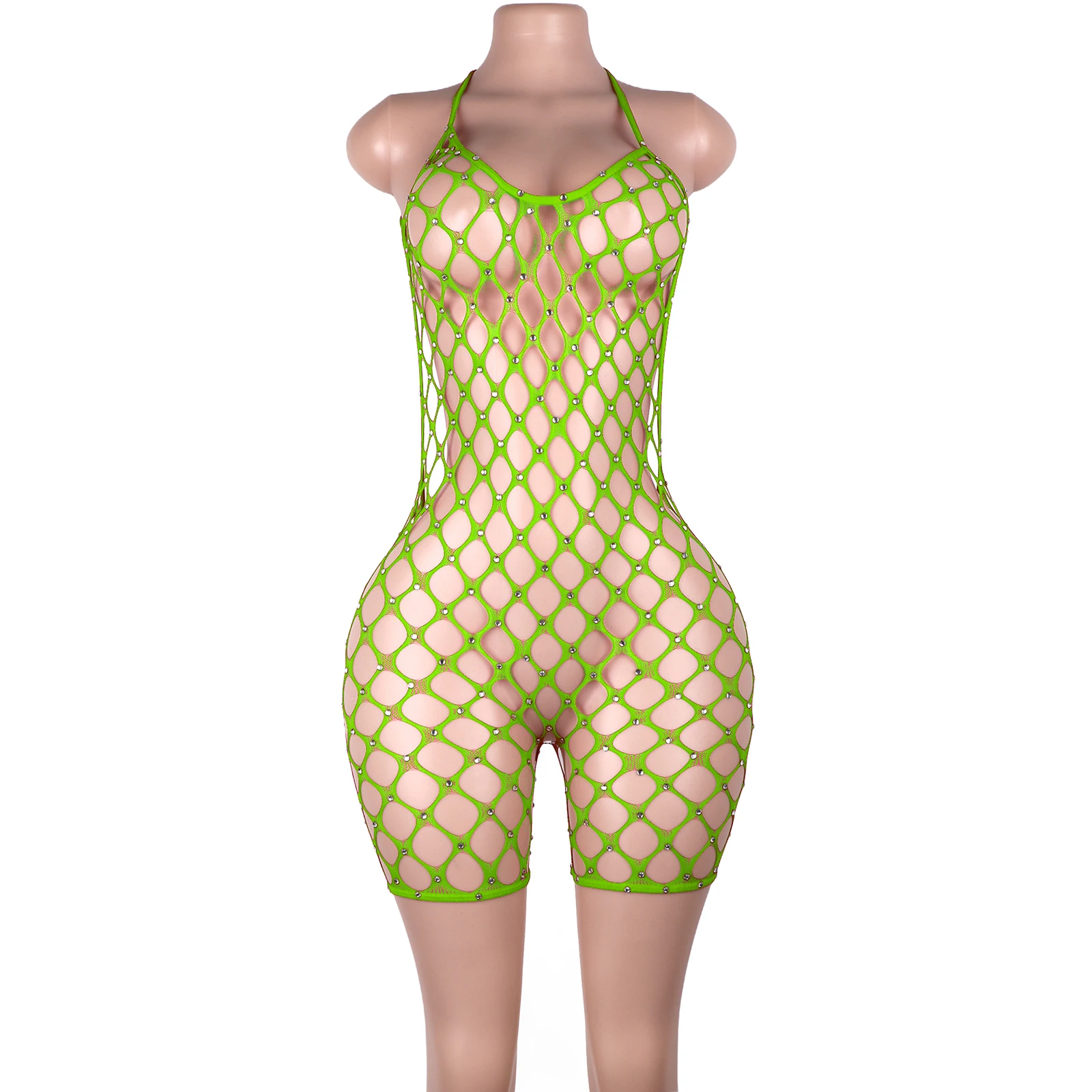 Rhinestone Mesh Shorts Oversized Net Stage Wear Exotic Stripper Outfit Sexy Nightlife Performance Costume Club Apparel Fashion view 2