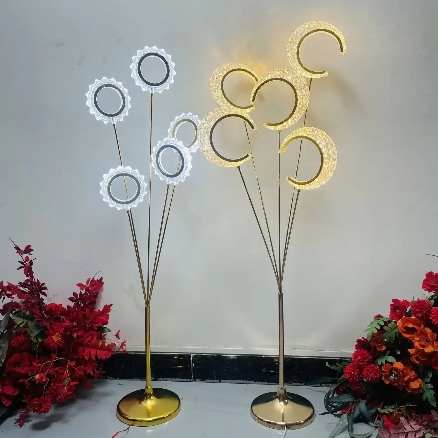 Star Moon Runway Road Guide Wrought Iron Luminous Wedding Hall Stage Decoration Ornament Floor Lamp