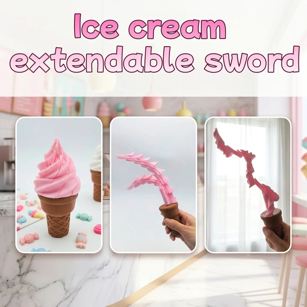1/2pcs Ice Cream Telescopic Sword, Fun Prank to Share Happiness, Suitable for All Ages to Play with, Ornament.