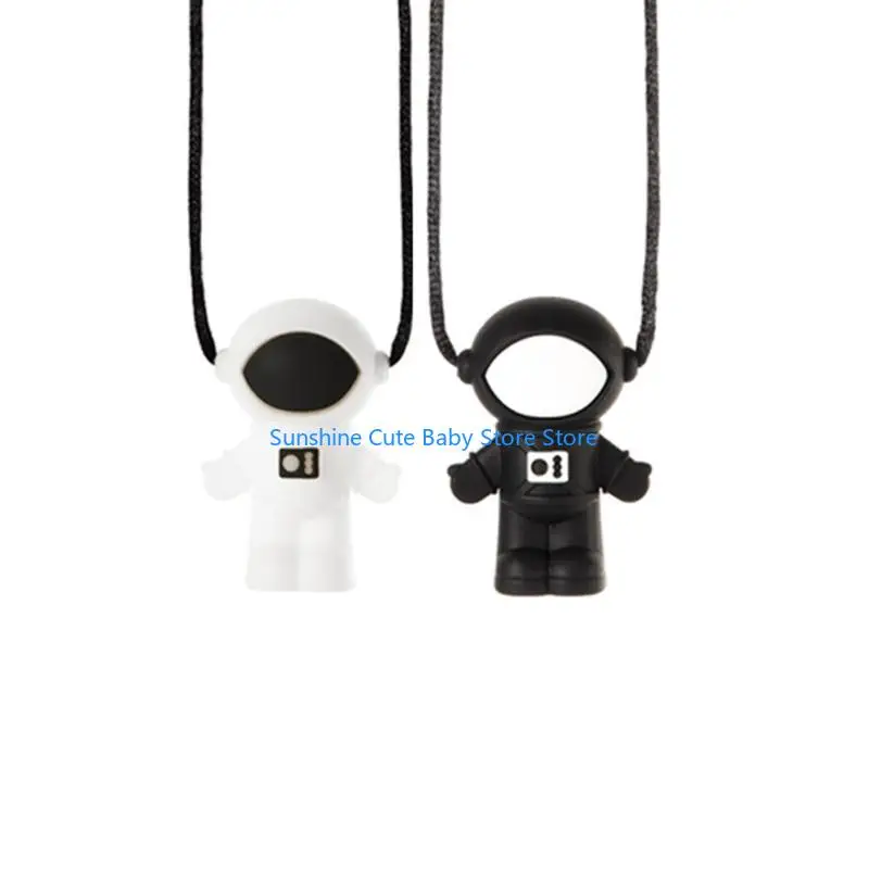 C5AF الطفل سيليكون رائد الفضاء عضاضة التوحد الحسية مضغ قلادة طفل التسنين لعبة مهدئة الرضع مهديء
