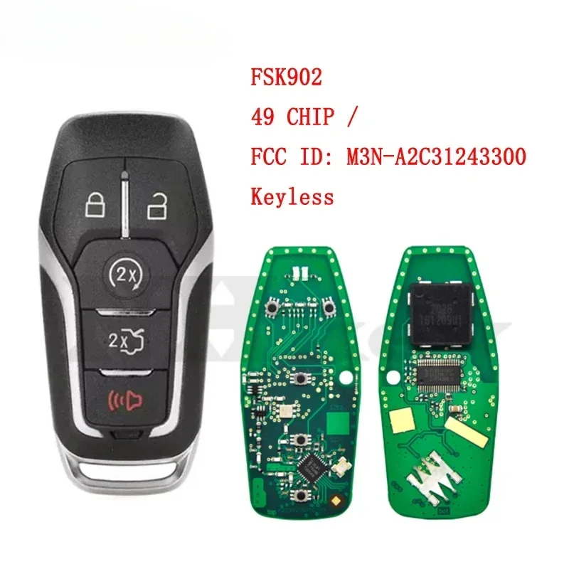 BB Key for Ford Fusion Explorer Edge Mustang 2013 2014 2015 2016 2017 902MHz ID49 Chip FCC ID:M3N-A2C31243300 Keyless Remote Key