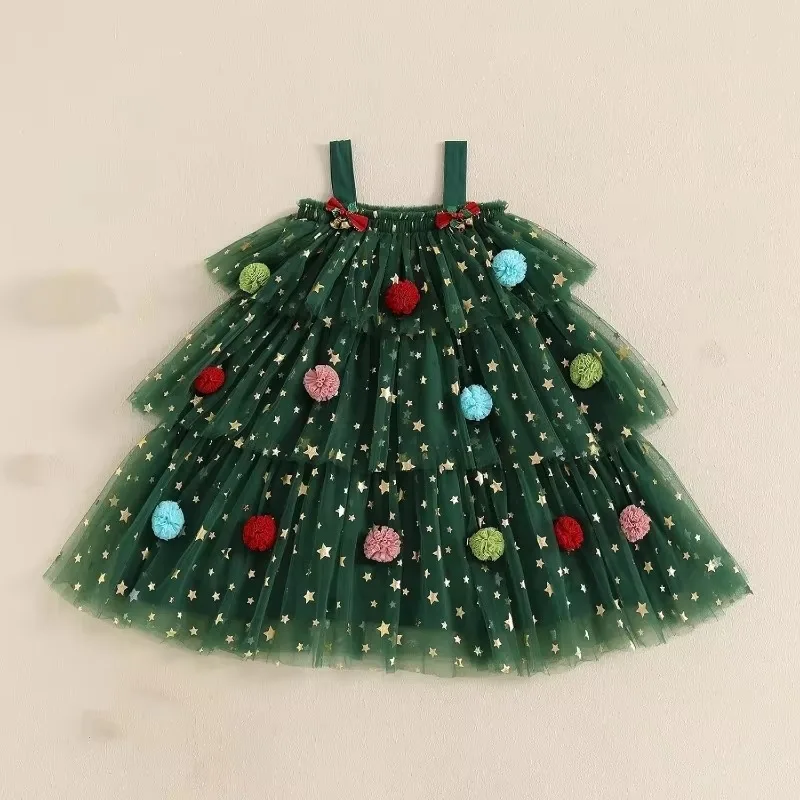 Toddler Baby Girl Dress Star Sequin Christmas Tree Tulle Dress Tulle Christmas Tree Dress Girls Christmas Dress Xmas Clothes