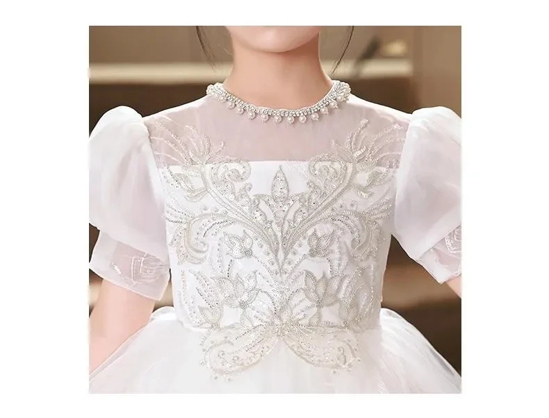 Neue High-End-Prinzessin Perlen Pailletten Kleid Kinder Blumen mädchen Kleider für Mädchen Kinder Kleid für Weihnachts feier langes Ballkleid