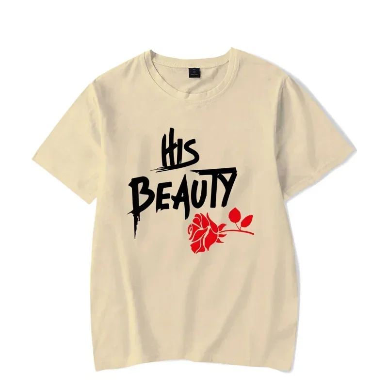 Rose Beast Tshirt His Beauty Her Best Print Couple T Shirt Summer Short Sleeve Loose Lovers Tee Shirt Tops Women Men Clothes