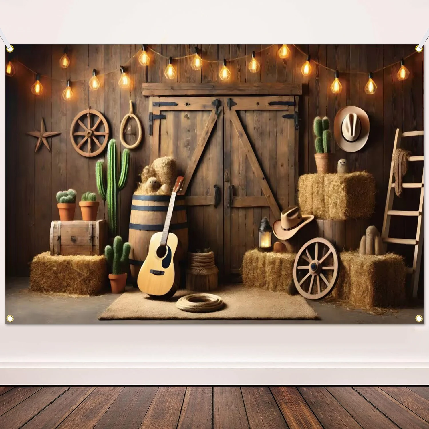 Western Party Hintergrund Western Cowboy Party Dekoration West Dekor Holzhaus Scheune Foto Hintergrund für Geburtstag Hochzeit Versorgung