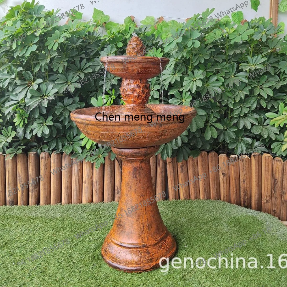Antique rust double-layer modeling flower pot retro decorative fountain plug-in garden park garden villa
