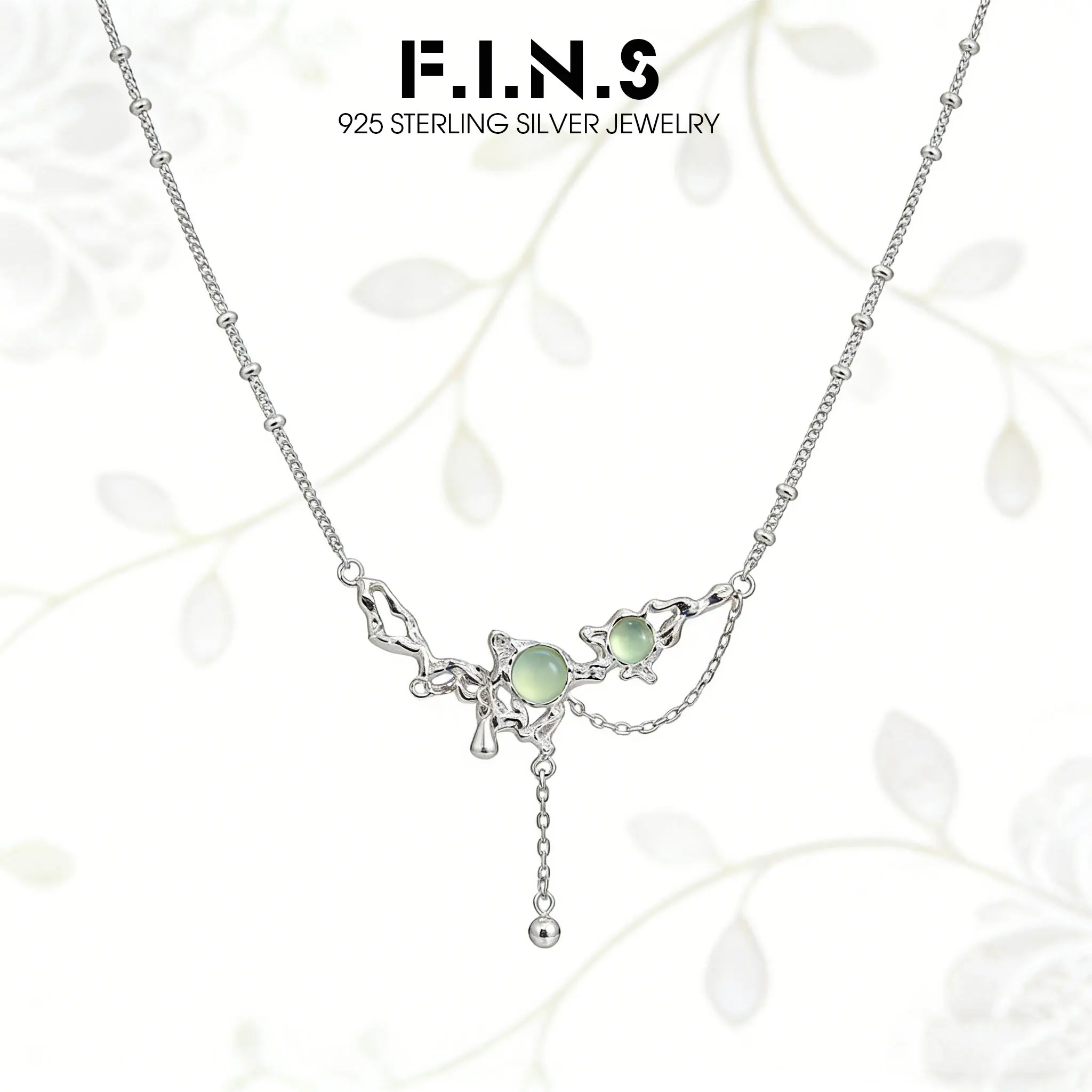 

F.I.N.S Original S925 Sterling Silver Necklace Temperament Irregular Hollowed Leaf Tassel Clavicle Chains Party Fine Jewelry